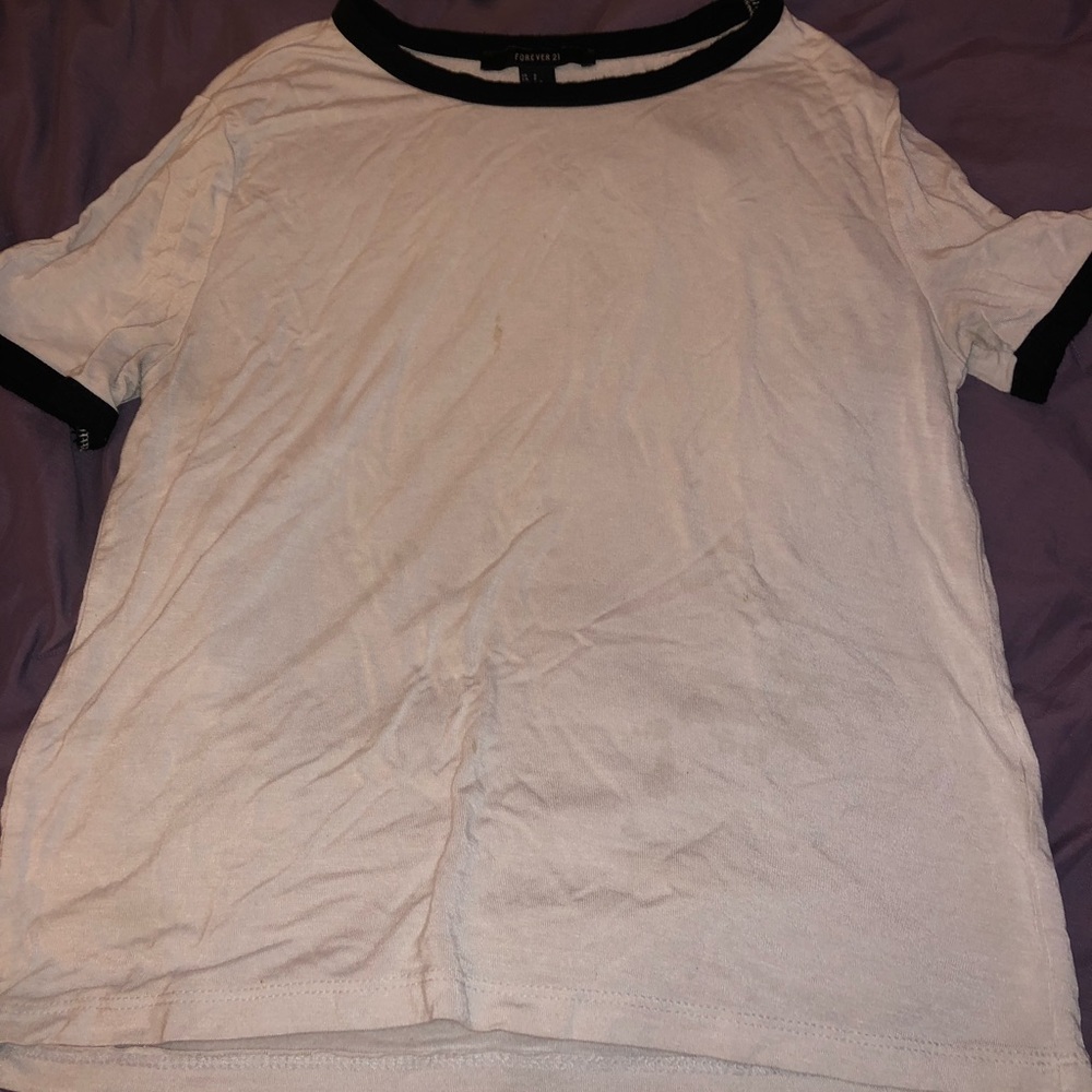 F21 basic white crop top